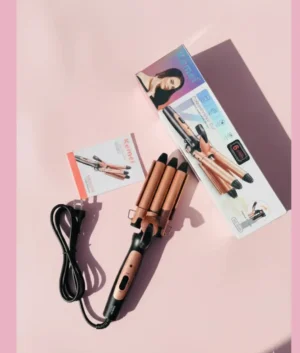 Kemei KM-1010 Foldable 3-Barrel Ceramic Hair Curler Wave Styler Deluxe